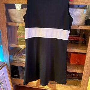 Express Tricot Black Sleeveless Dress with White Waistband